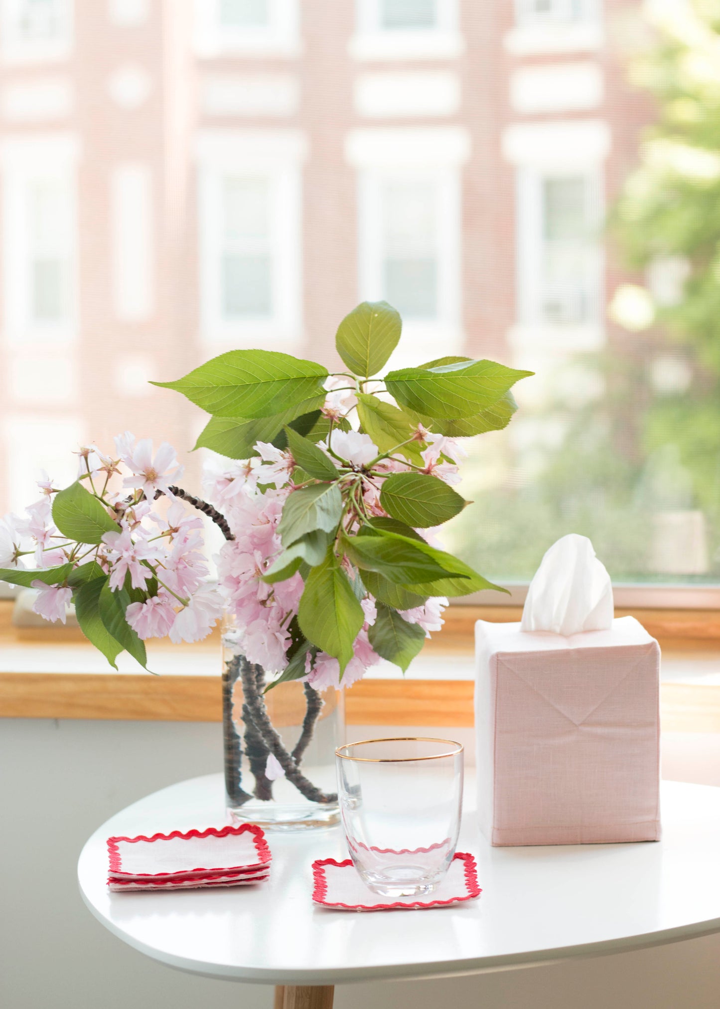 Pink Lemonade Linen Tissue Box Cover