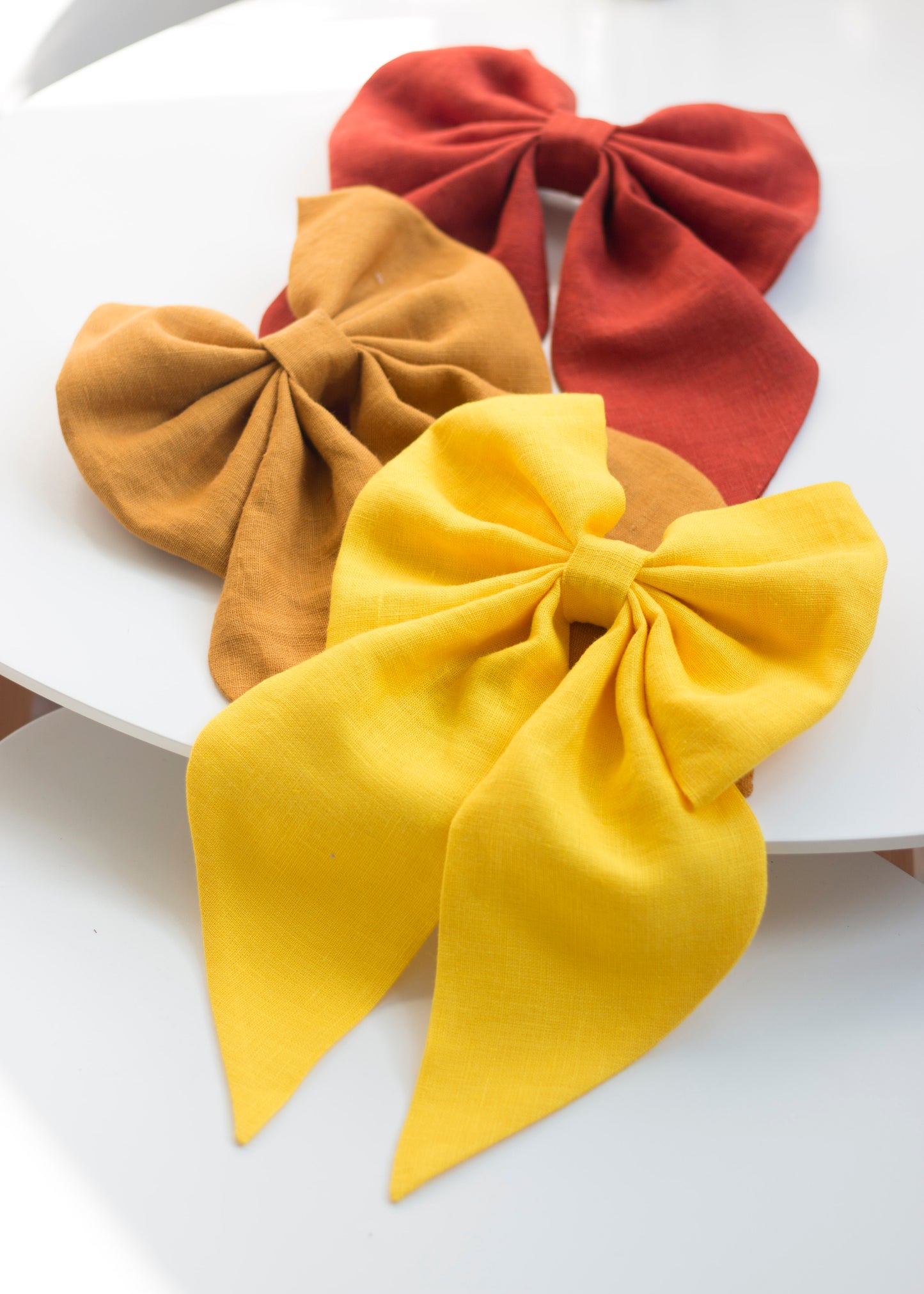 Linen Hair Bow barrette (Lemon Yellow)