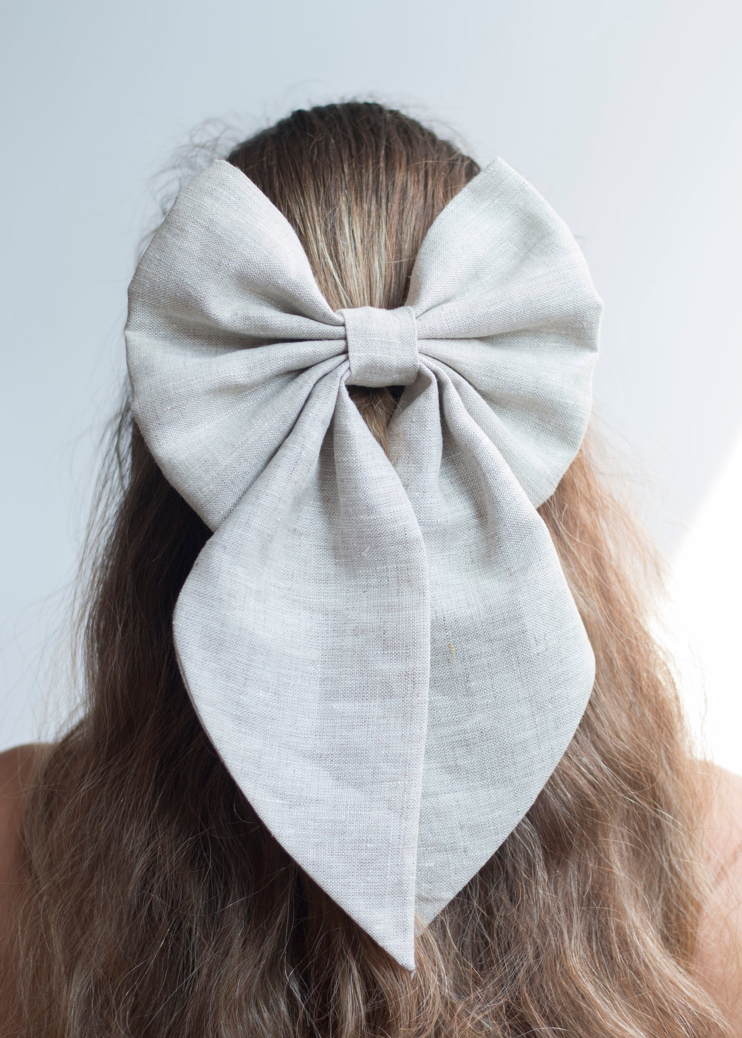 Linen Hair Bow barrette (Natural)