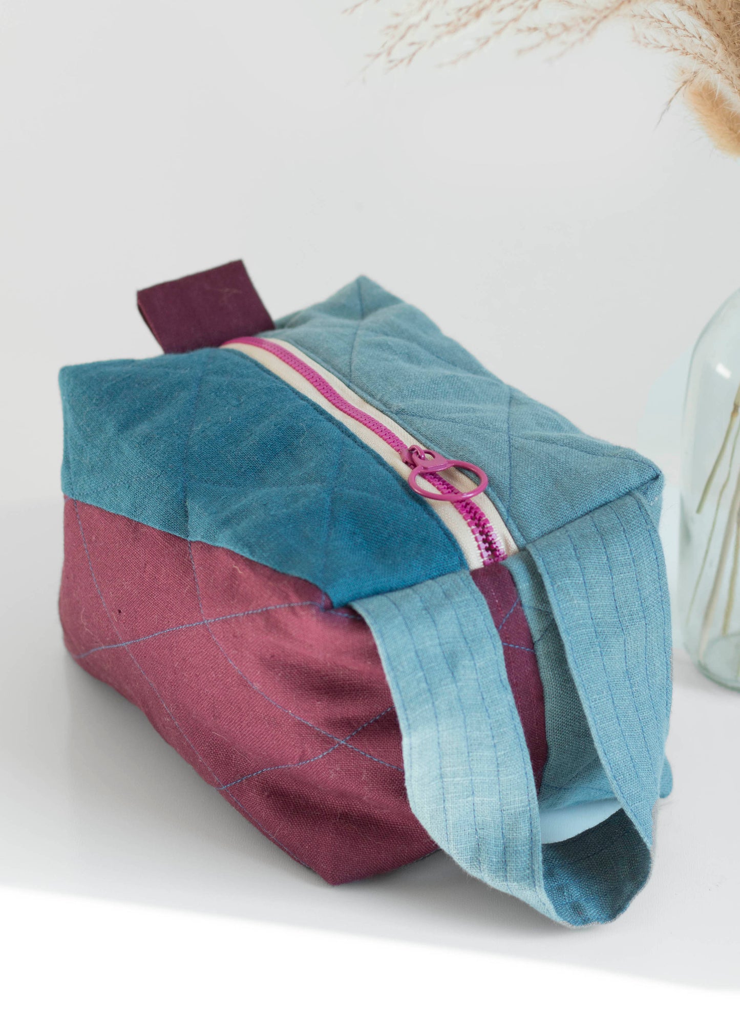 Blue Wine | Linen Quilted Pouch