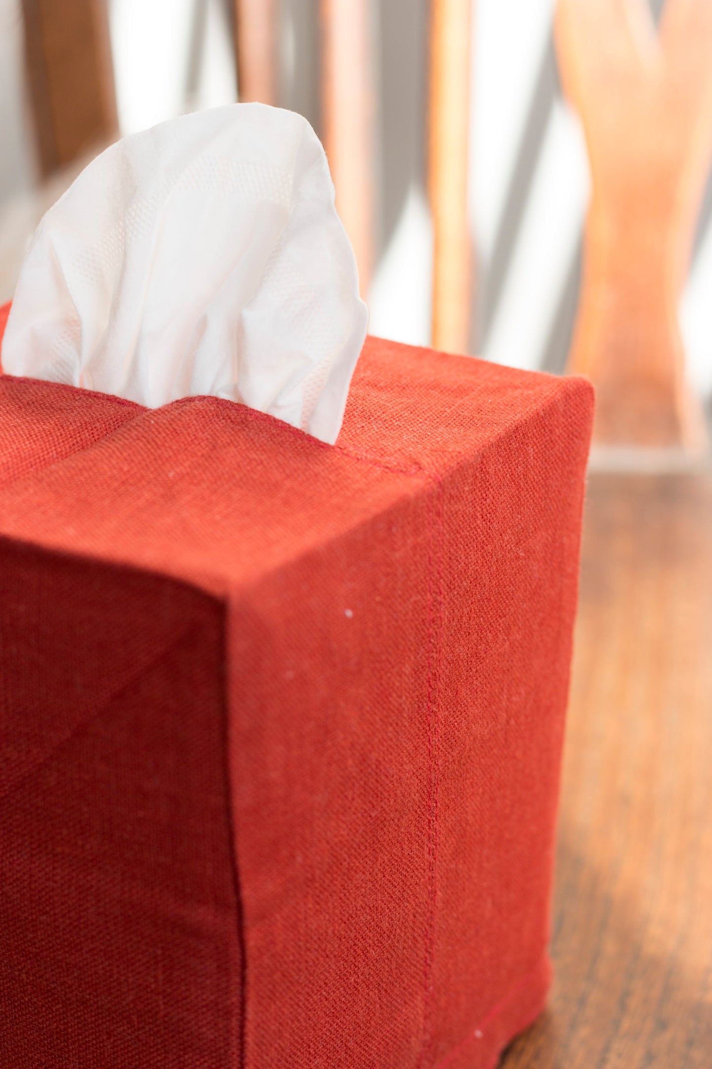 Red Ruby Linen Tissue Box Cover