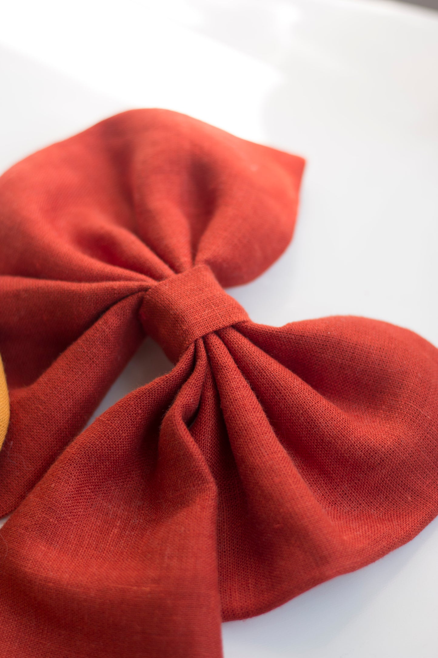 Linen Hair Bow barrette (Barn Red)