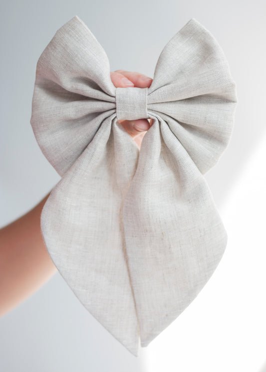 Linen Hair Bow barrette (Natural)