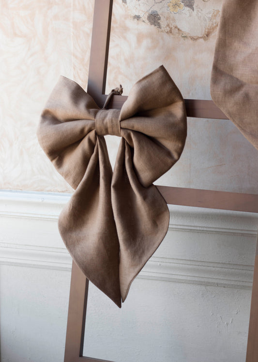 Caramel Giant Linen Bow