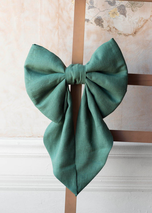 Emerald Green Giant Linen Bow