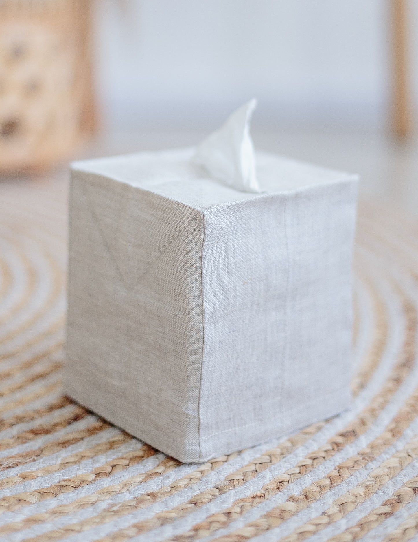 Natural Linen Tissue Box Cover