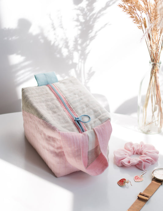 Pink Brooklyn Sunset | Linen Quilted Pouch