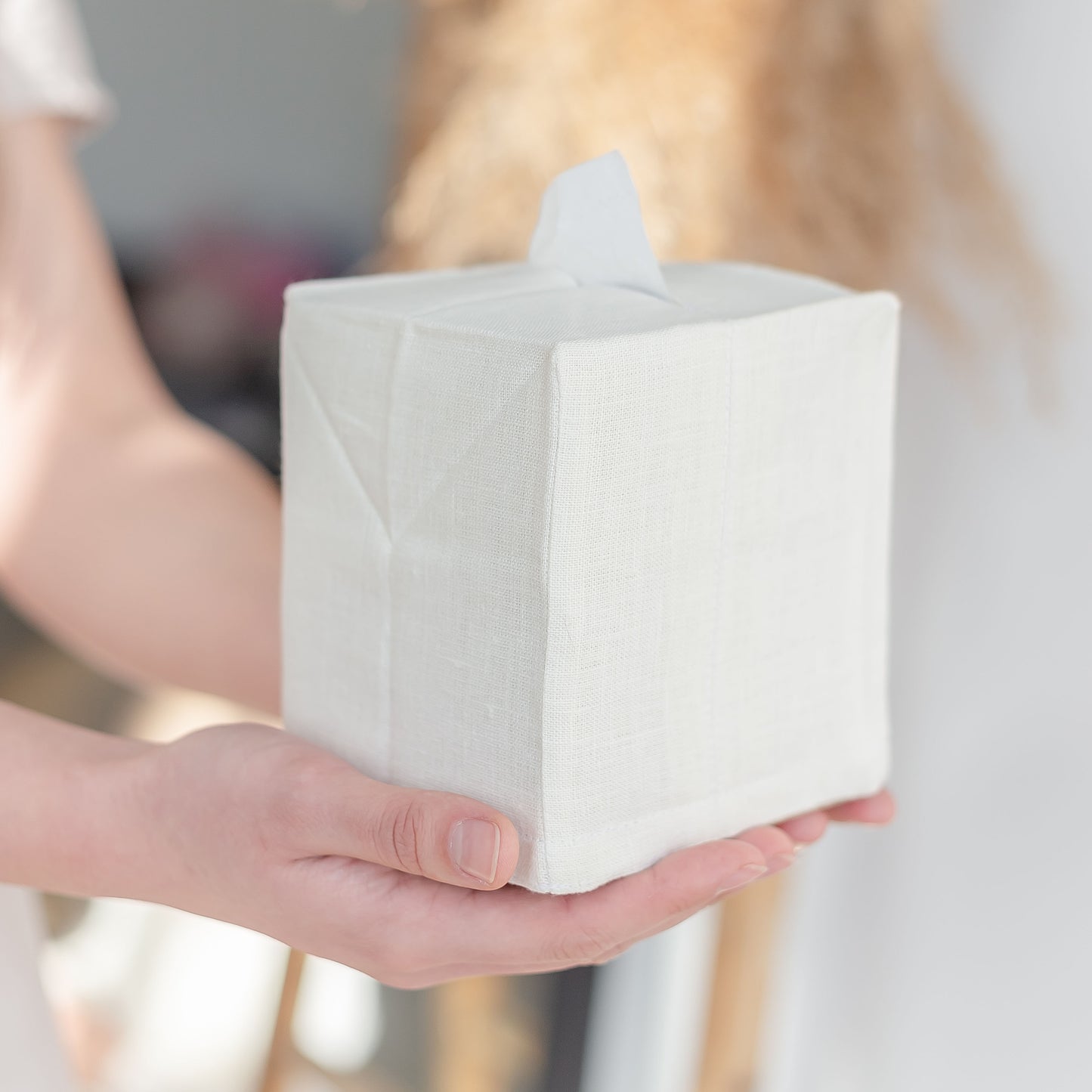 White Tissue Box Cover