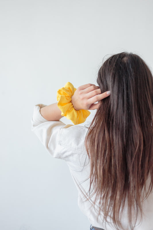 Linen Scrunchie Yellow Lemon