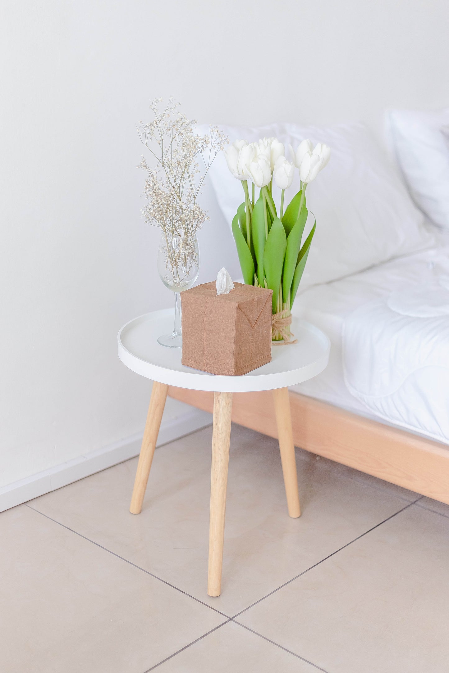 Caramel Brown Linen Tissue Box Cover