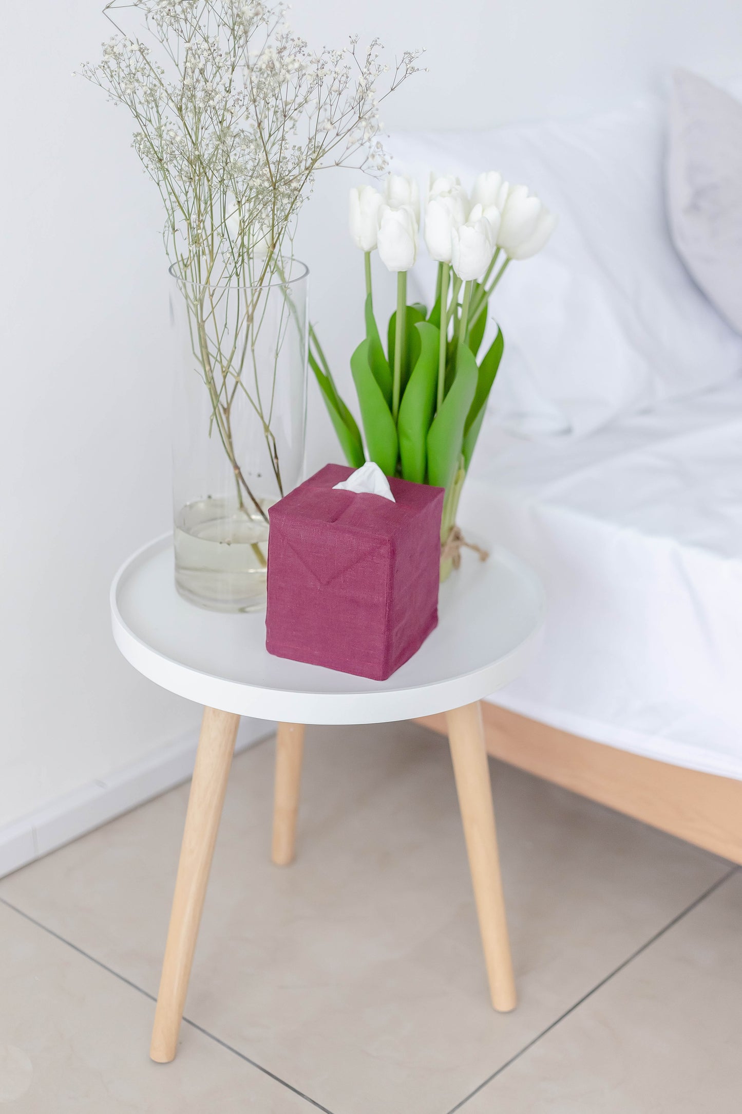 Cherry Linen Tissue Box Cover