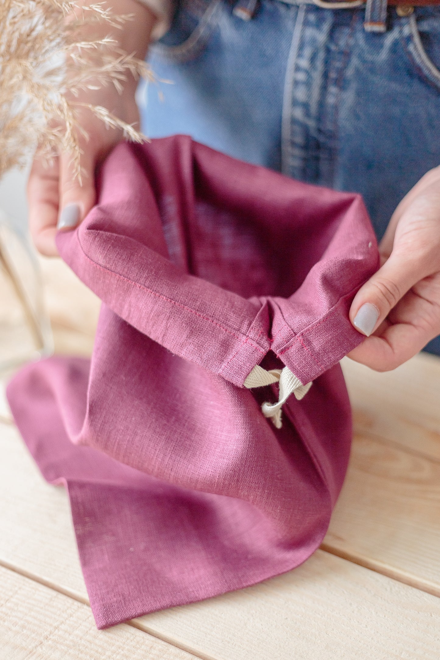 Cherry Linen Storage Bag