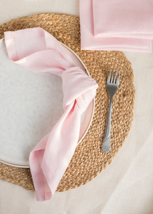 Set of 2 Pink Lemonade Linen Napkins