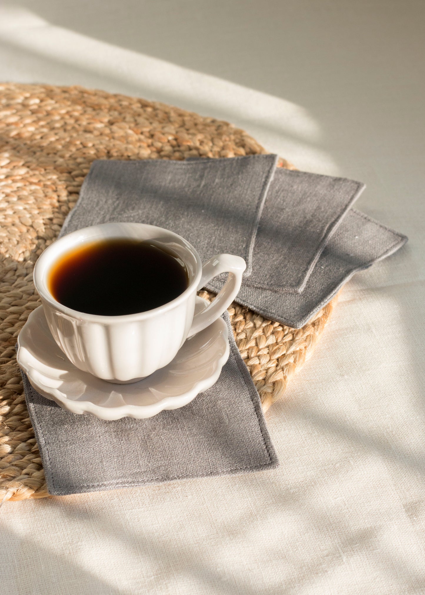 Linen Coasters Set of 4 Charcoal