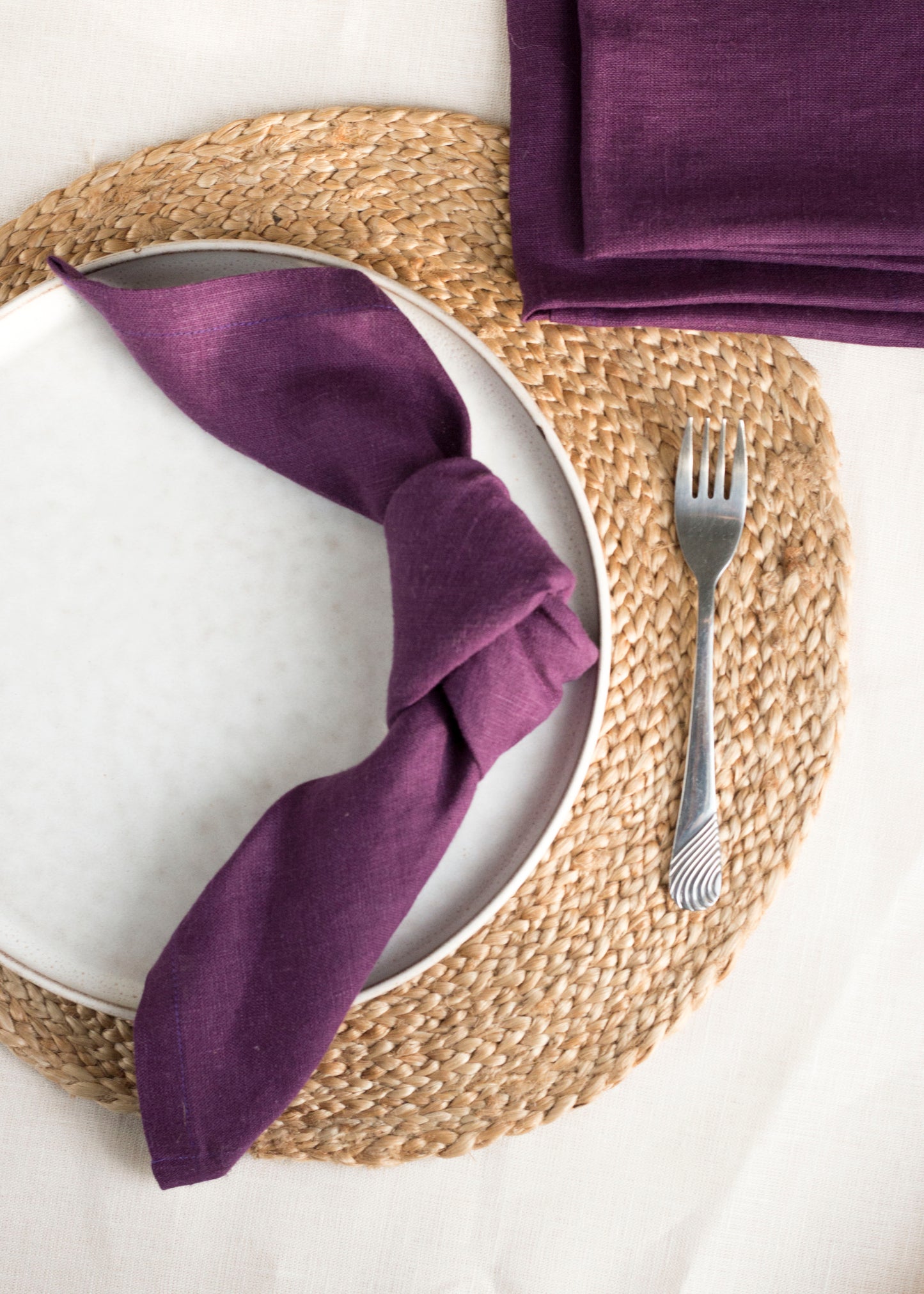 Set of 2 Purple Eggplant Linen Napkins