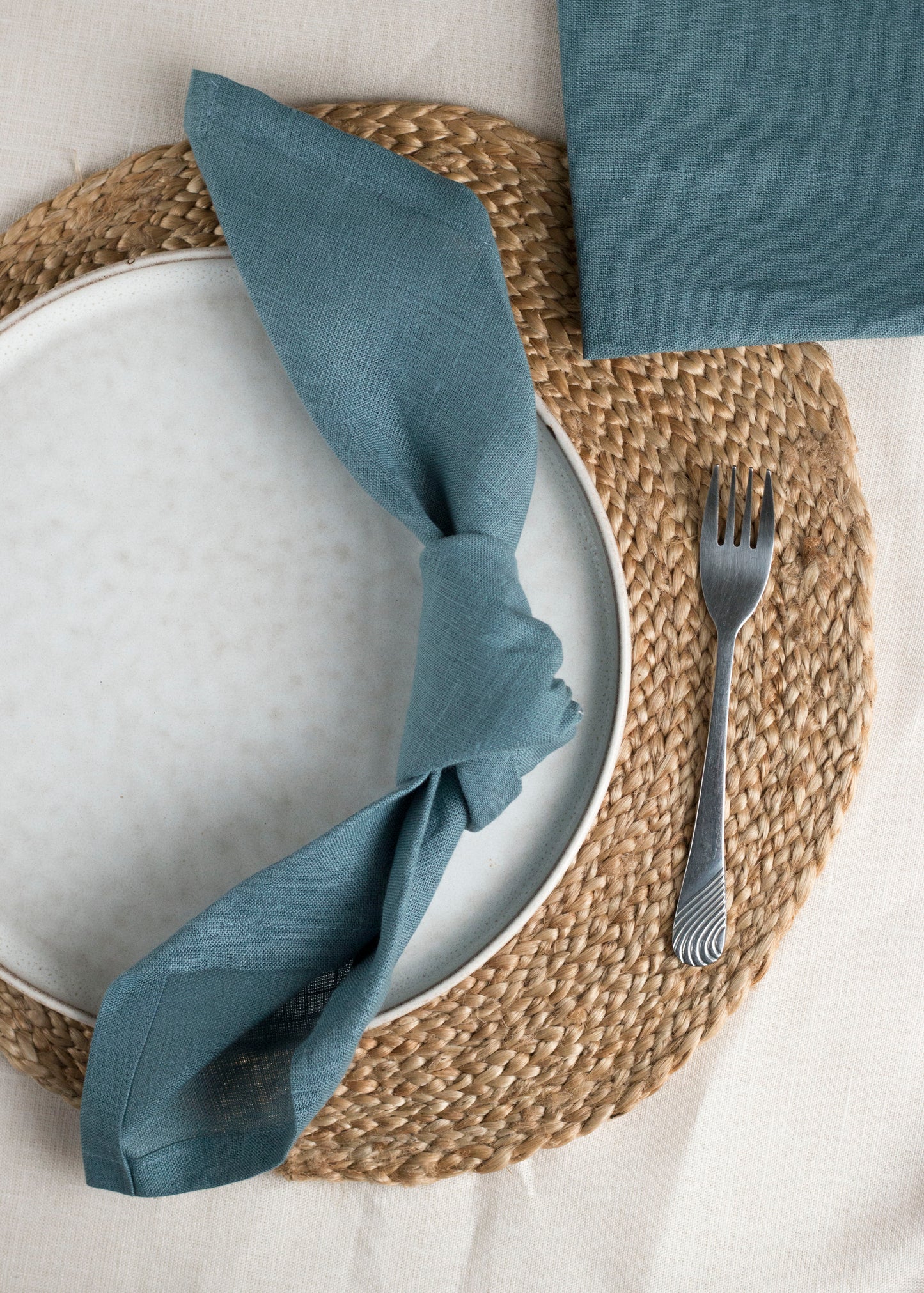 Set of 2 Blue Grey Linen Napkins