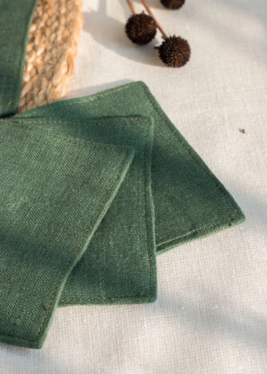 Linen Coasters Set of 4 Emerald Green