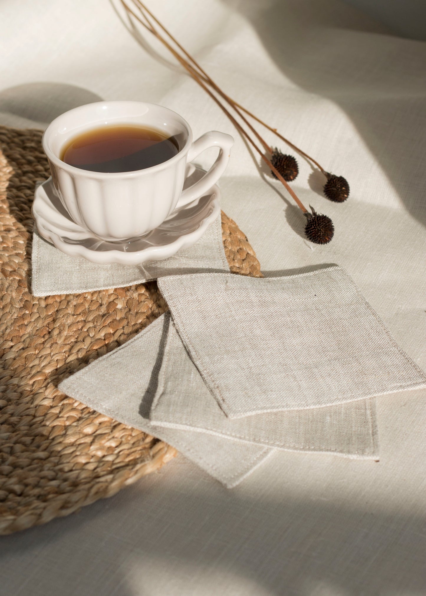 Linen Coasters Set of 4 Natutal