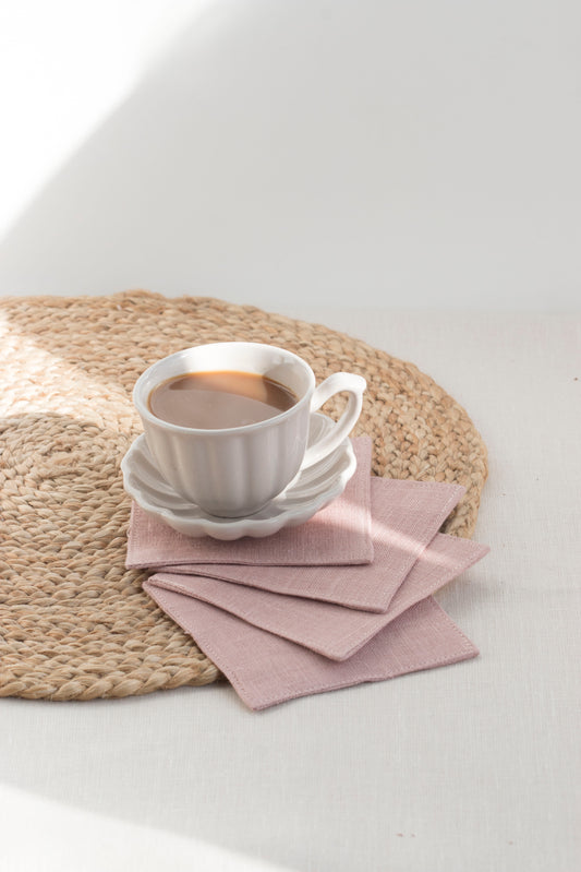 Pink Rose Linen coasters