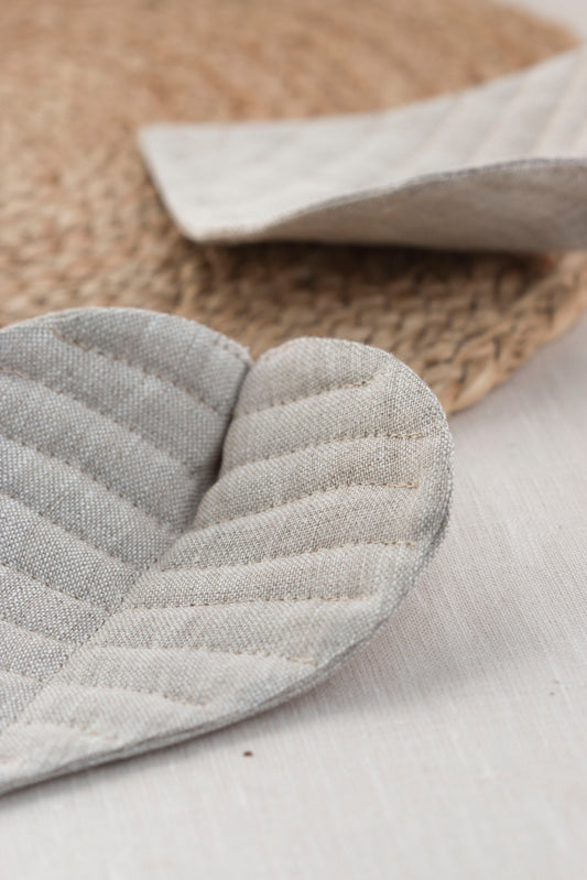 Natural Linen Leaf coaster set