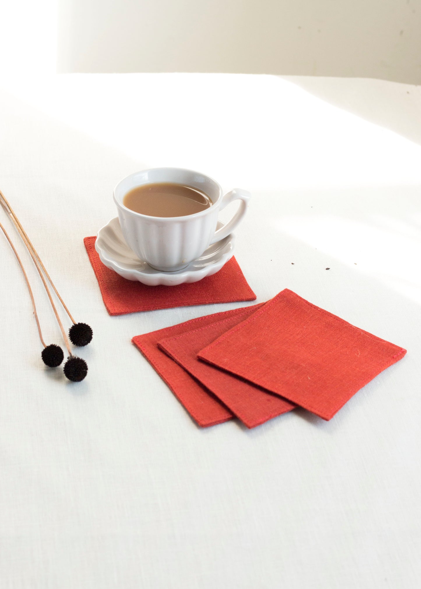 Linen Coasters Set of 4 Barn Red