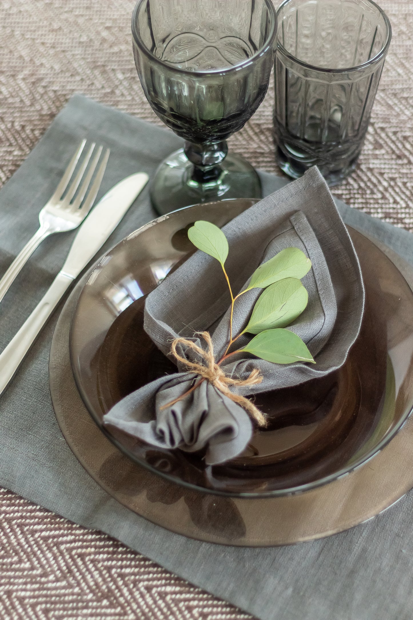 Set of 2 Charcoal Linen Napkins