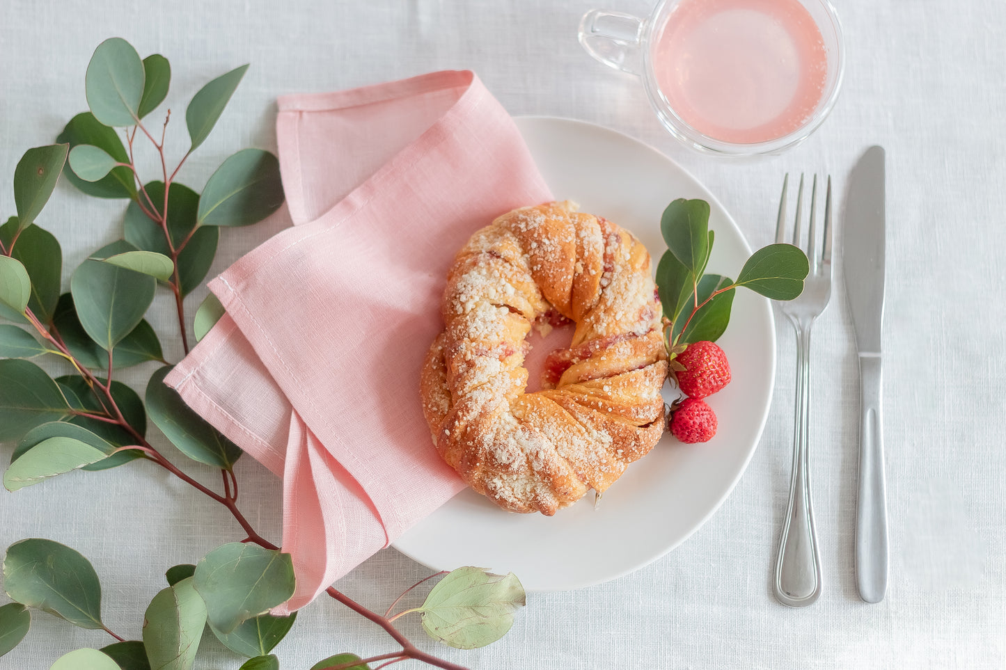 Set of 2 Pink Lemonade Linen Napkins