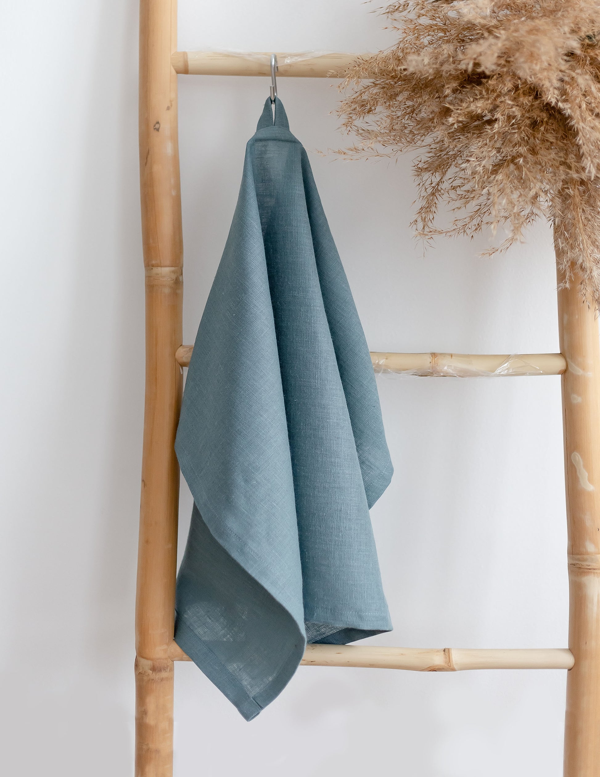 Blue grey washed linen kitchen towels