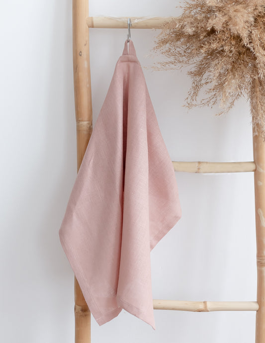 Washed Linen Pink rose kitchen towel