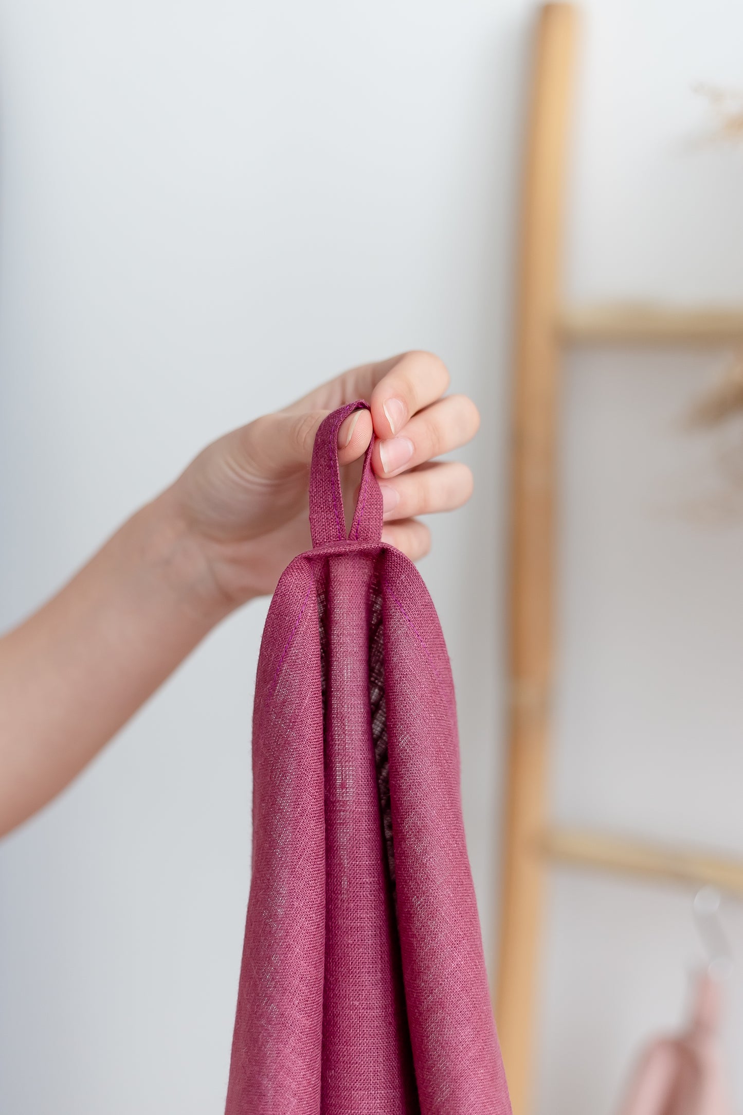 cherry washed linen kitchen towel