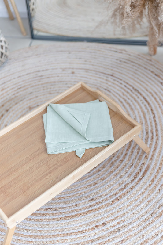 Blush green Linen kitchen tea towel