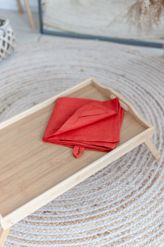 Red linen kitchen towel