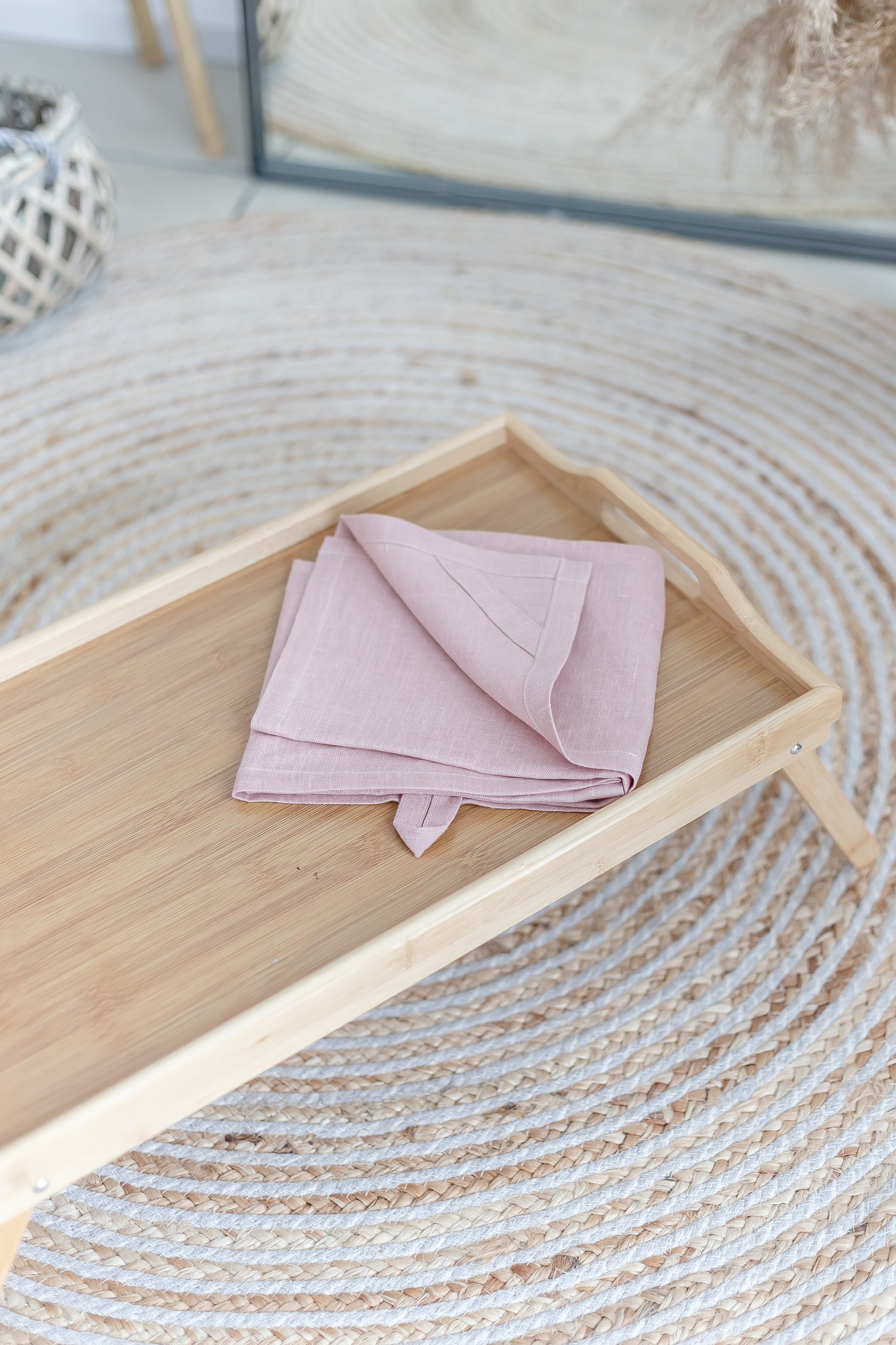 Dusty Pink washed linen kitchen towel