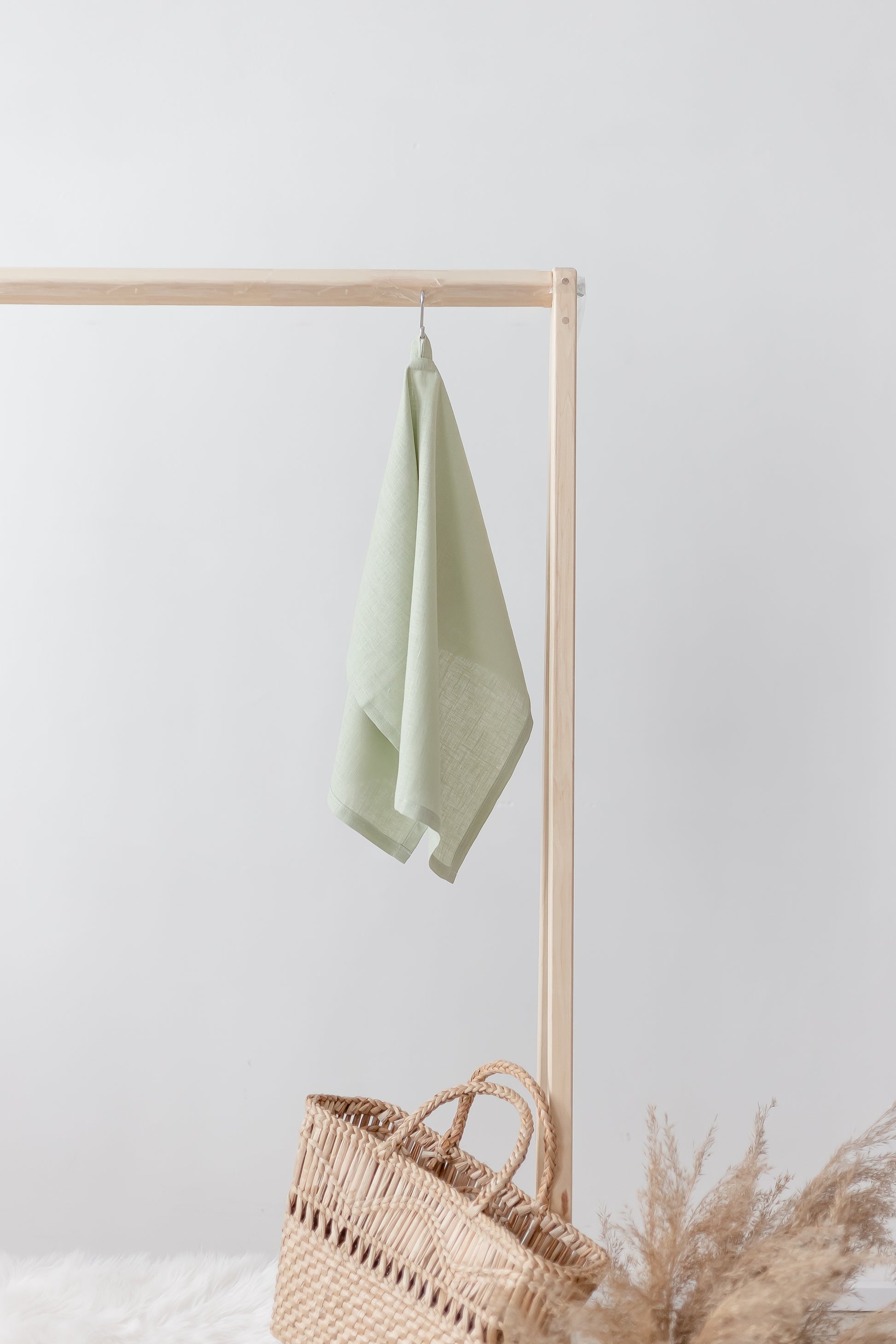 Blush green Linen kitchen towel