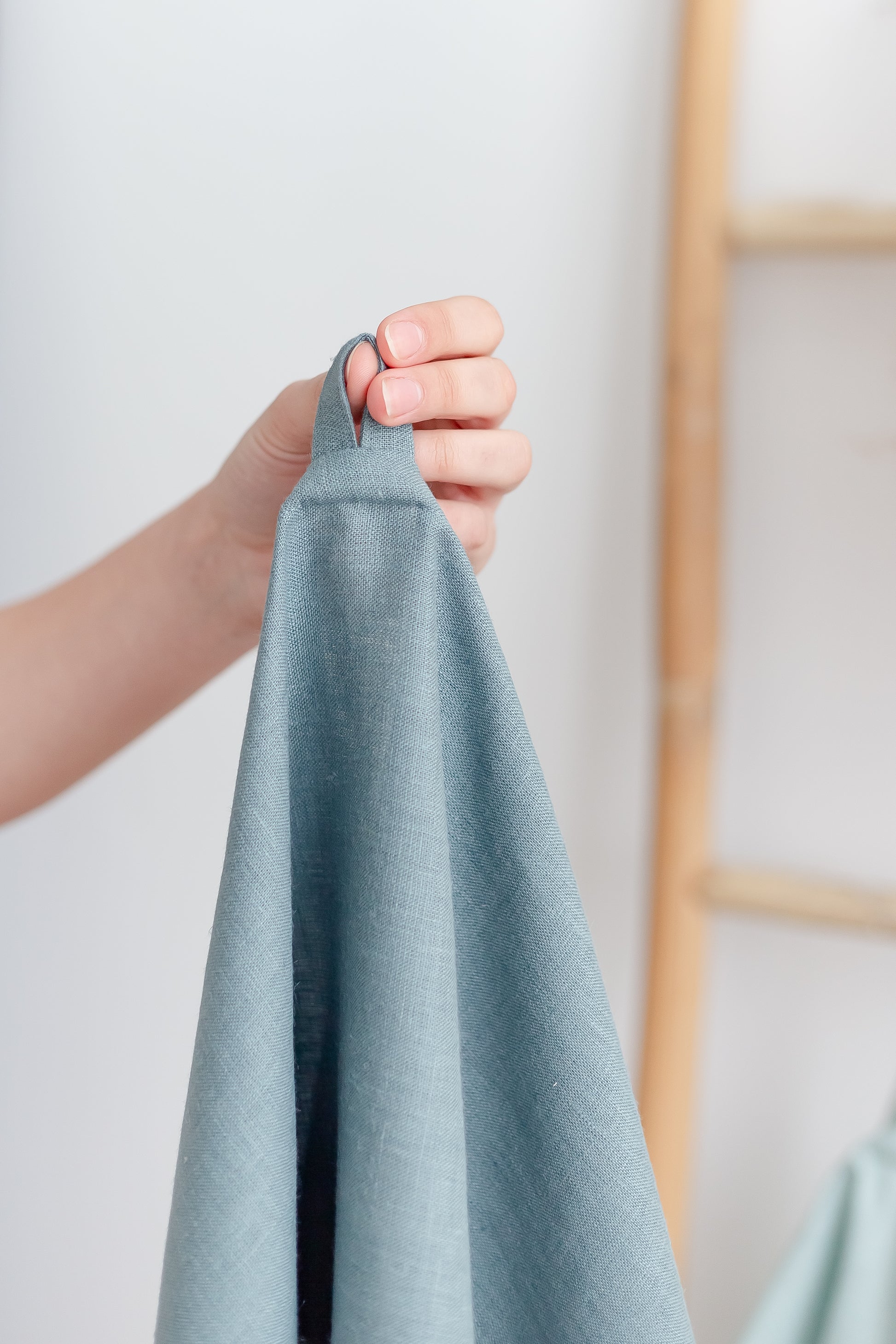 Blue grey washed linen kitchen towels