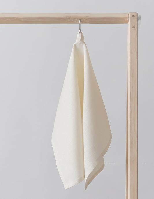 Eggshell White Linen Kitchen Towel